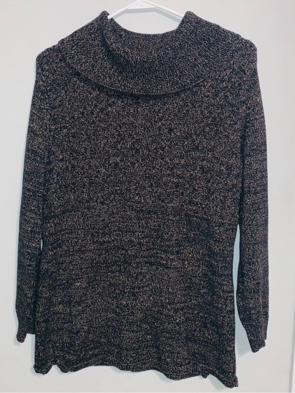 Karen Scott Black and Brown Cowl Neck Sweater